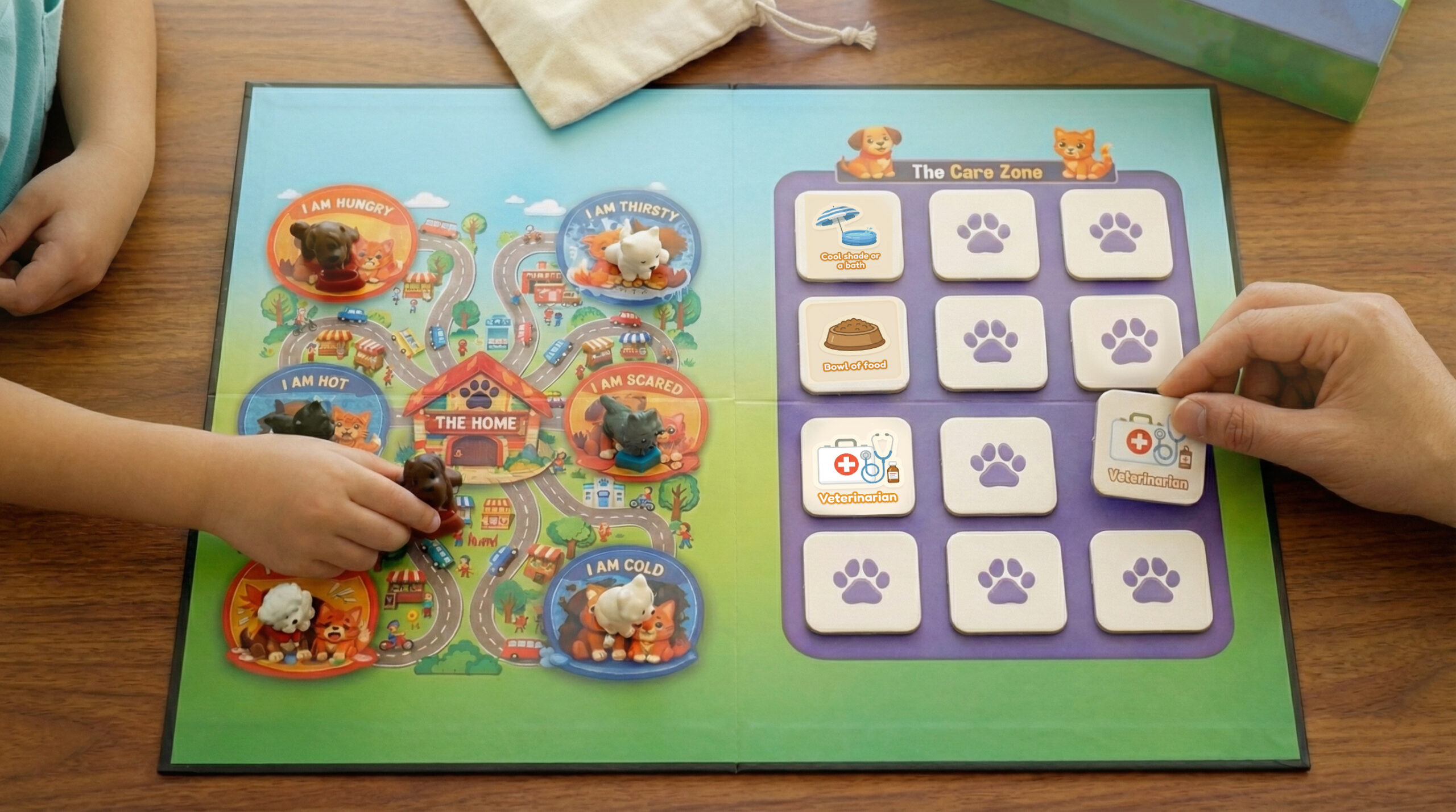 Board game details and care tiles