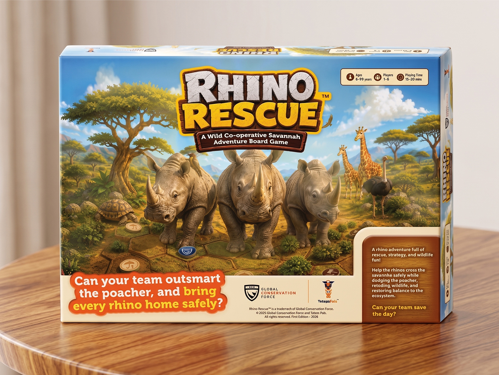 The Rhino Rescue Board Game Box